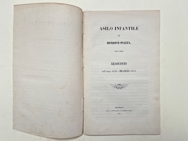 Asilo infantile di Mondovì Piazza. Resoconto dell'anno 1858 - bilancio 1859